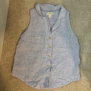 Anthropologie Striped Button Down Tank Top